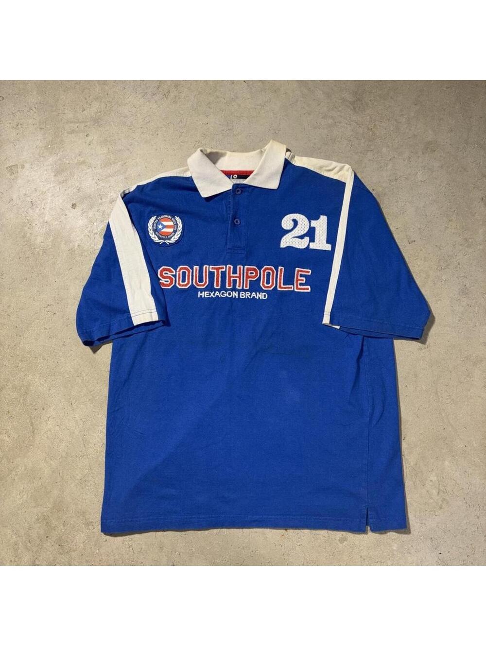 Vintage Y2K Southpole Polo Shirt Blue Rugby Hip Hop Men's Large